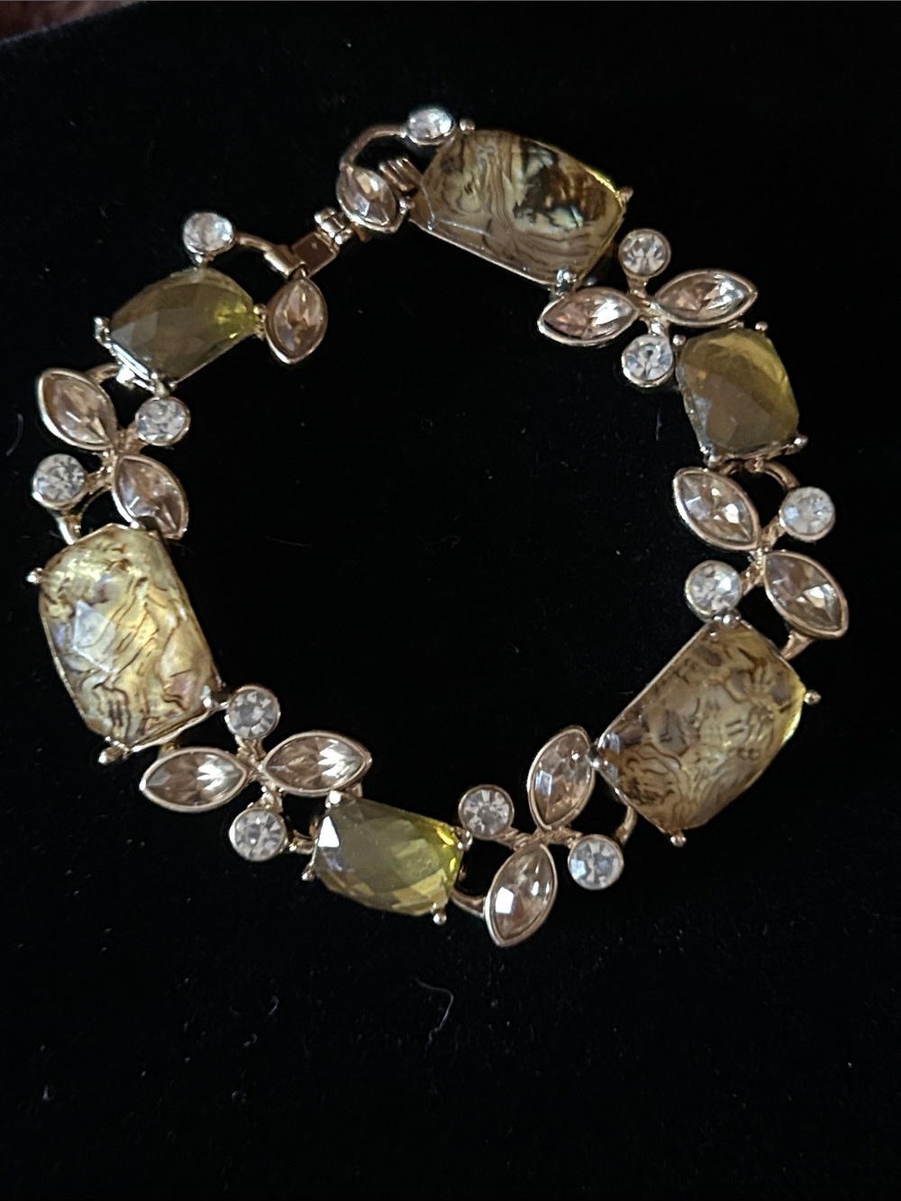 Napier Gold-Tone Bracelet with Pale Yellow and Crystal Accents